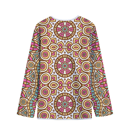 Pastel Ethnic Mandala Print Long Sleeve Short Coat