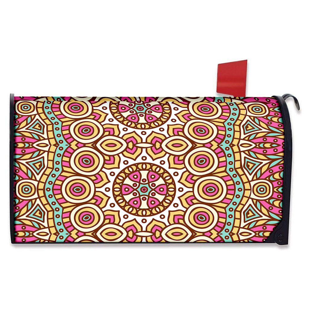 Pastel Ethnic Mandala Print Mailbox Cover