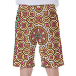 Pastel Ethnic Mandala Print Men's Beach Shorts
