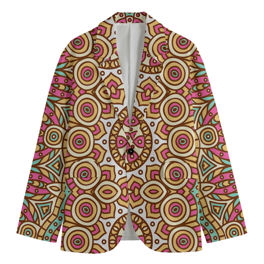 Pastel Ethnic Mandala Print Men's Blazer