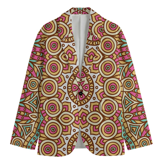 Pastel Ethnic Mandala Print Men's Blazer