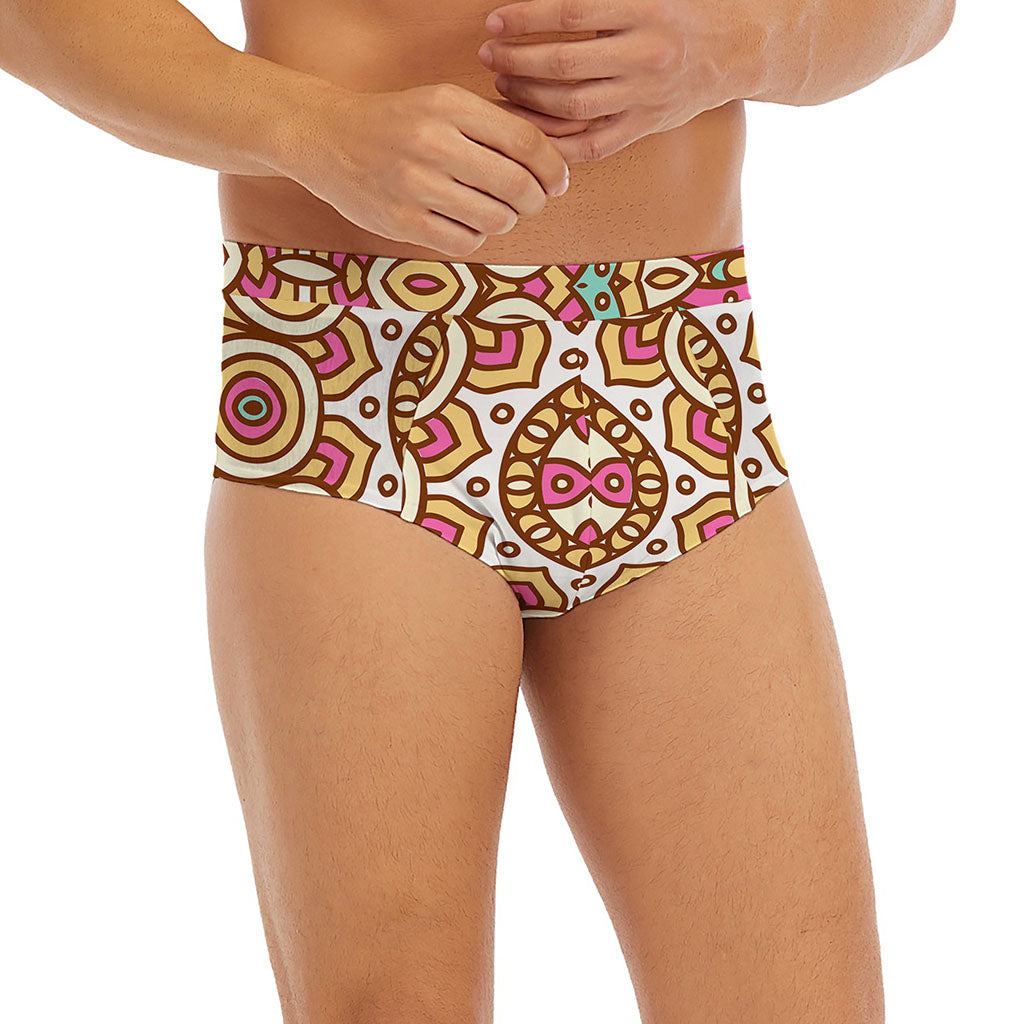 Pastel Ethnic Mandala Print Men's Briefs