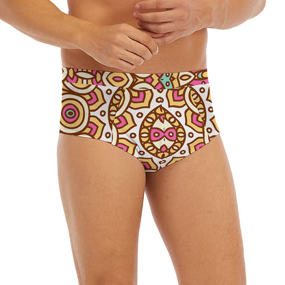 Pastel Ethnic Mandala Print Men's Briefs