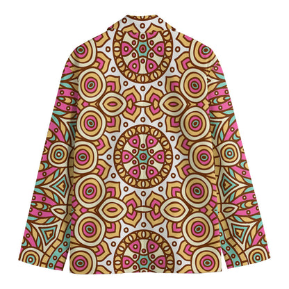 Pastel Ethnic Mandala Print Men's Cotton Blazer