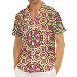 Pastel Ethnic Mandala Print Men's Deep V-Neck Shirt