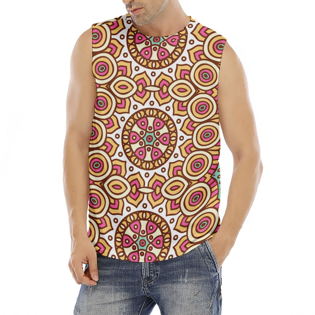 Pastel Ethnic Mandala Print Men's Fitness Tank Top