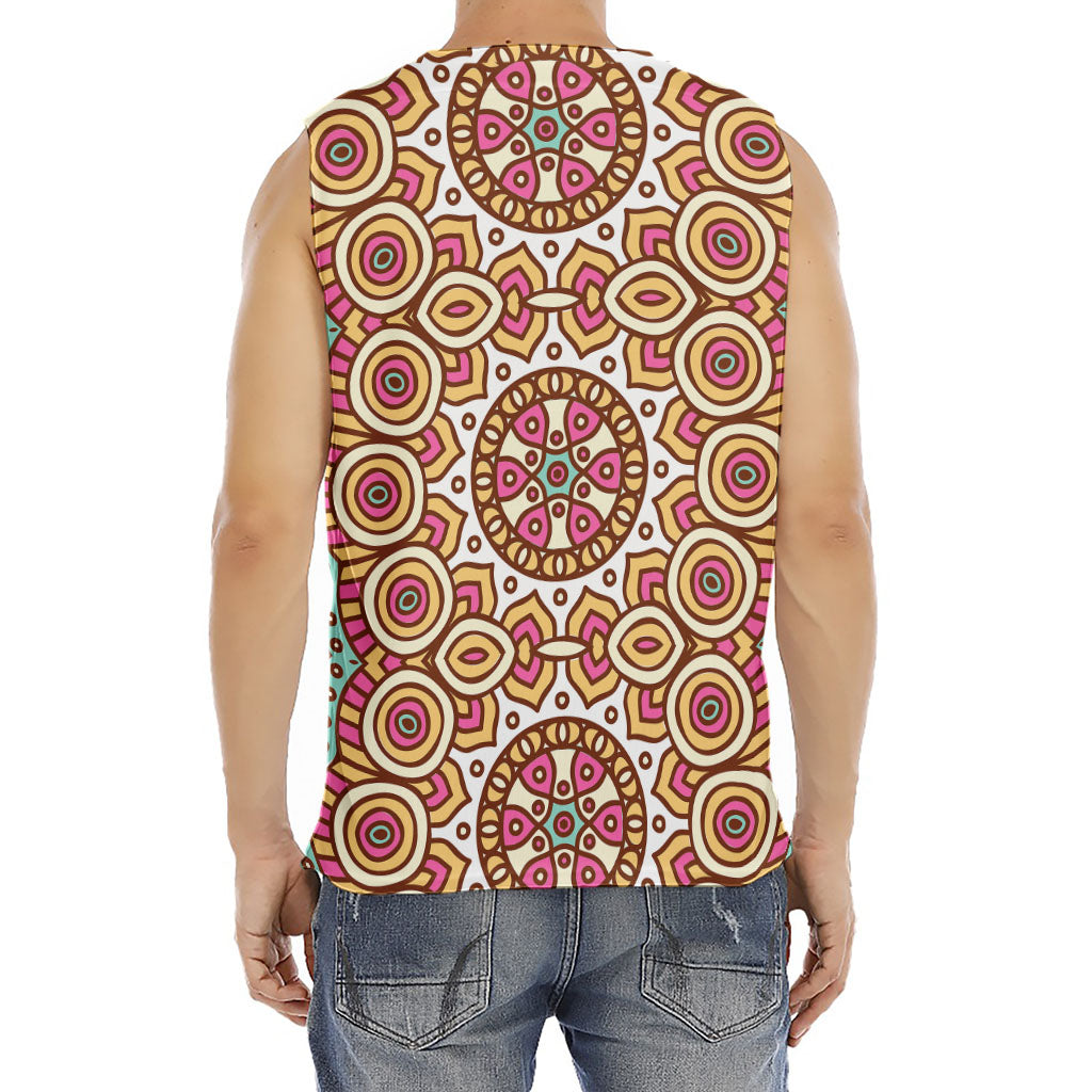 Pastel Ethnic Mandala Print Men's Fitness Tank Top