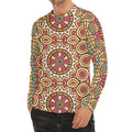 Pastel Ethnic Mandala Print Men's Long Sleeve Rash Guard