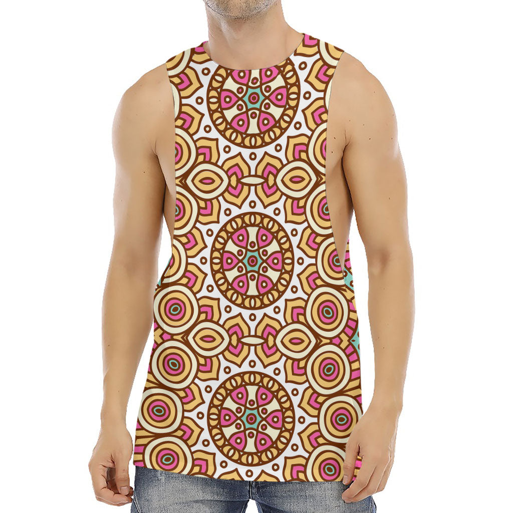 Pastel Ethnic Mandala Print Men's Muscle Tank Top