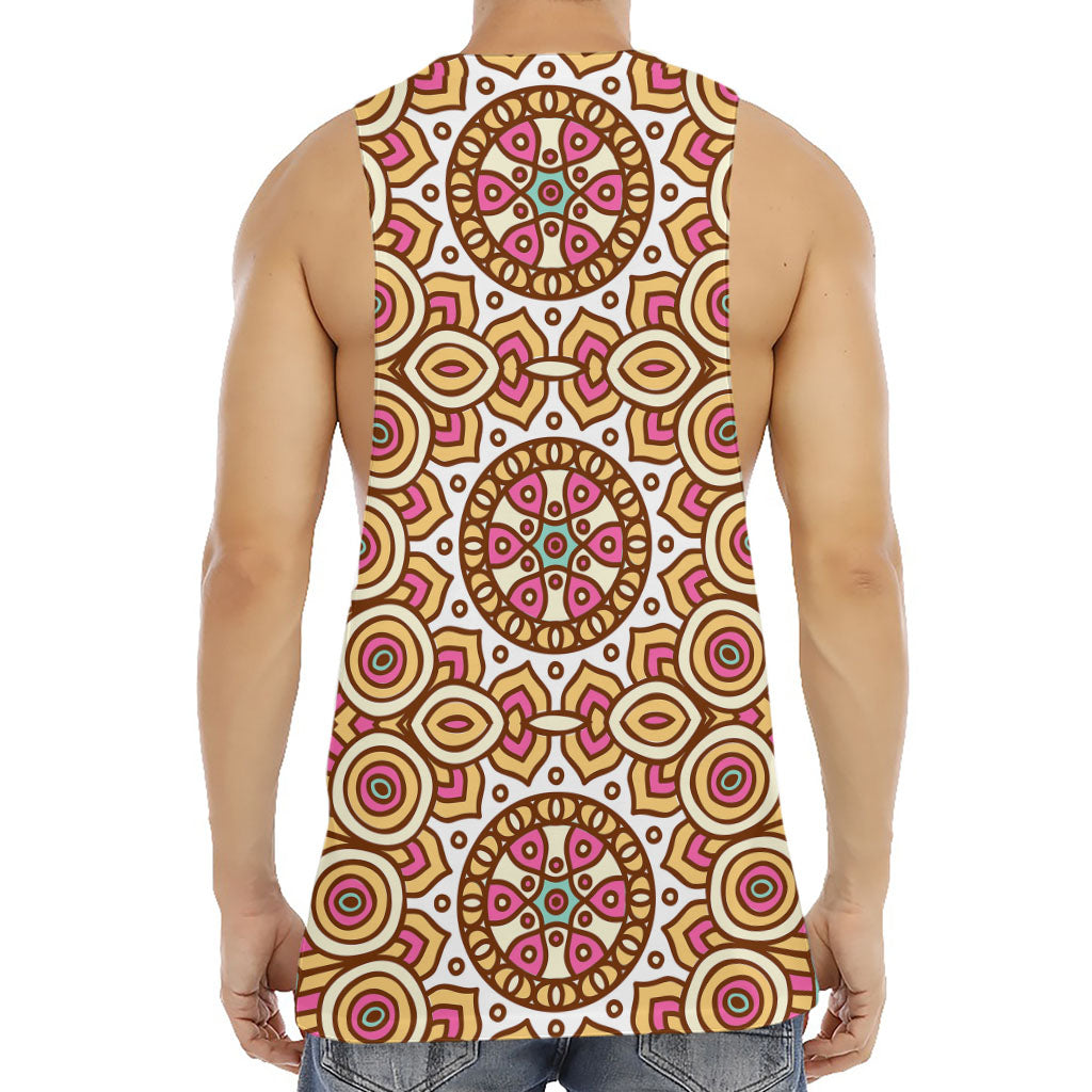 Pastel Ethnic Mandala Print Men's Muscle Tank Top