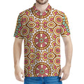 Pastel Ethnic Mandala Print Men's Polo Shirt