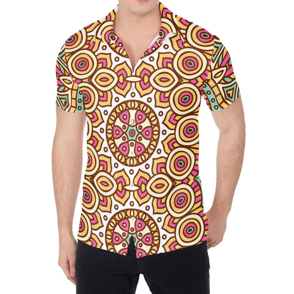 Pastel Ethnic Mandala Print Men's Shirt