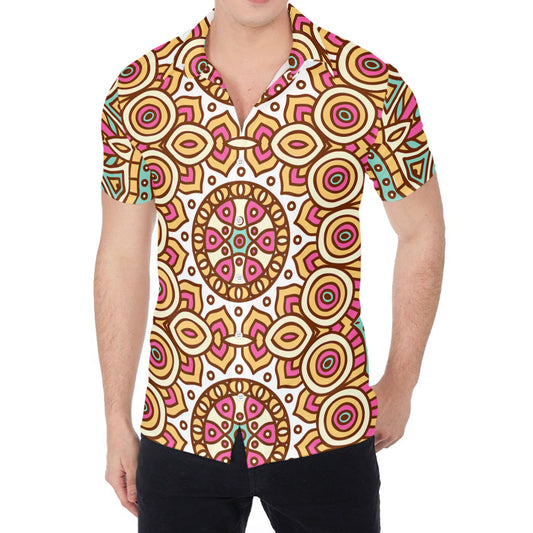 Pastel Ethnic Mandala Print Men's Shirt