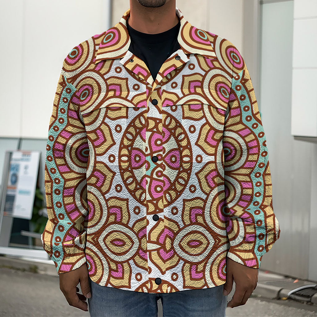 Pastel Ethnic Mandala Print Men's Shirt Jacket