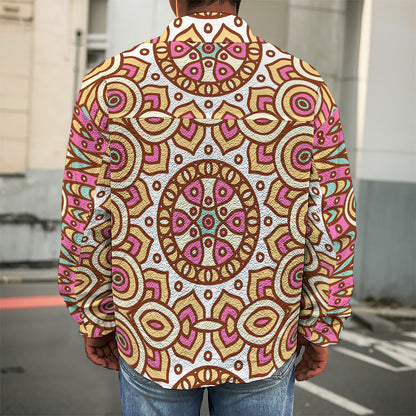 Pastel Ethnic Mandala Print Men's Shirt Jacket