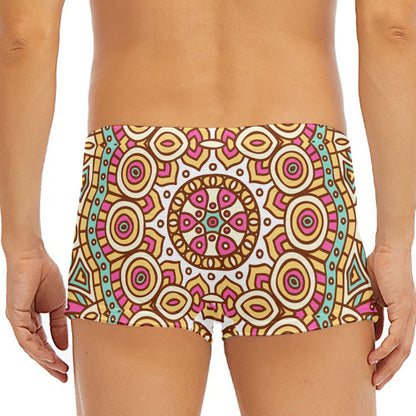 Pastel Ethnic Mandala Print Men's Short Boxer Briefs