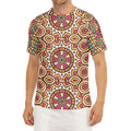 Pastel Ethnic Mandala Print Men's Short Sleeve Rash Guard