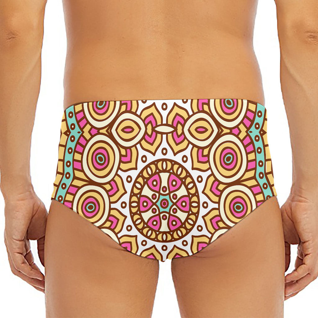 Pastel Ethnic Mandala Print Men's Triangle Swim Briefs