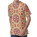 Pastel Ethnic Mandala Print Men's Velvet T-Shirt