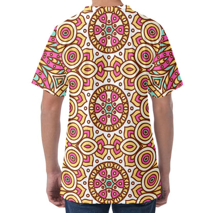 Pastel Ethnic Mandala Print Men's Velvet T-Shirt