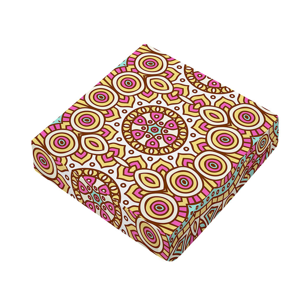 Pastel Ethnic Mandala Print Outdoor Seat Cushion Cover