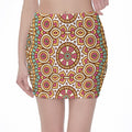 Pastel Ethnic Mandala Print Pencil Mini Skirt