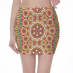 Pastel Ethnic Mandala Print Pencil Mini Skirt