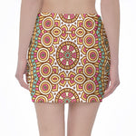 Pastel Ethnic Mandala Print Pencil Mini Skirt