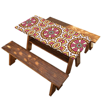 Pastel Ethnic Mandala Print Picnic Table Cover
