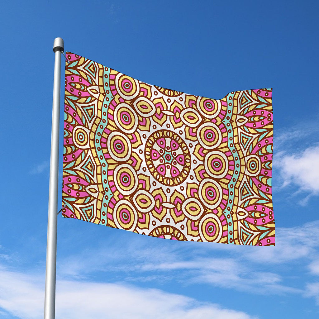 Pastel Ethnic Mandala Print Polyester Flag