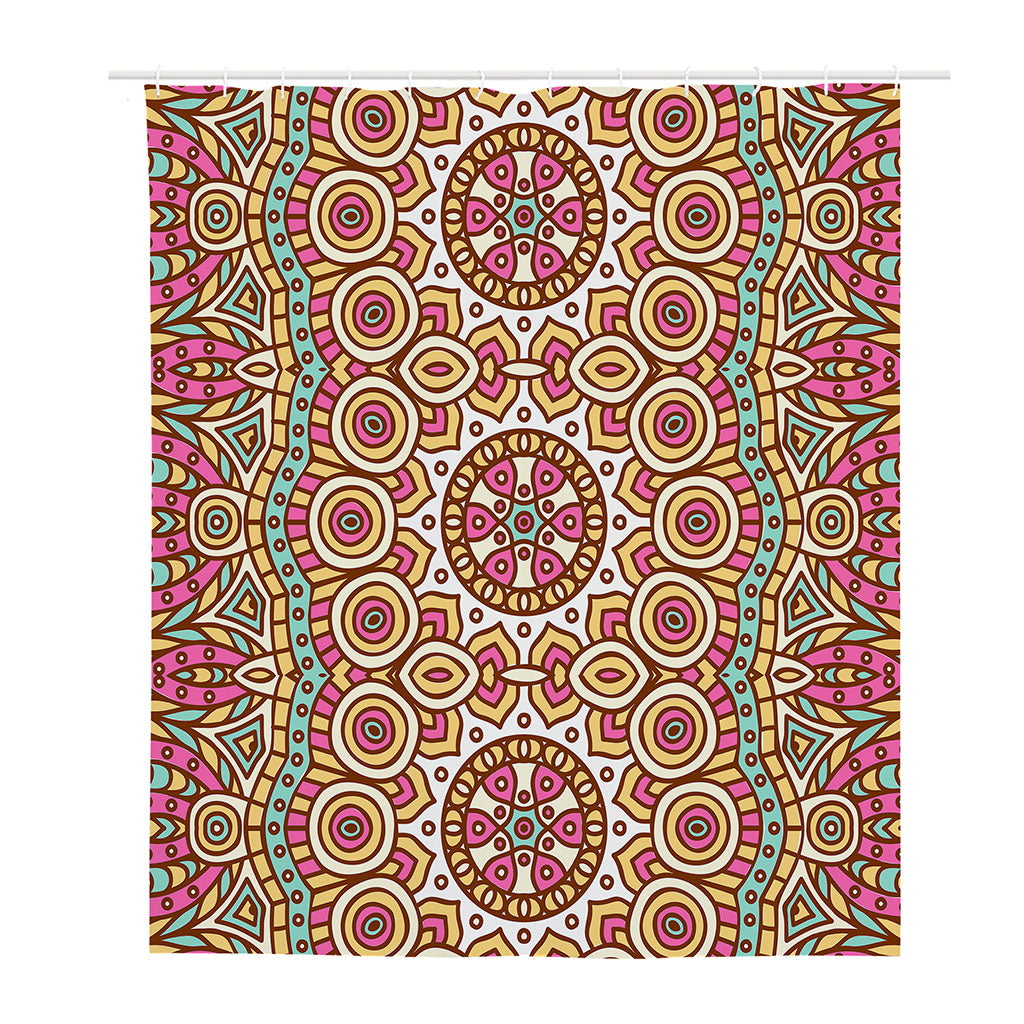 Pastel Ethnic Mandala Print Polyester Shower Curtain