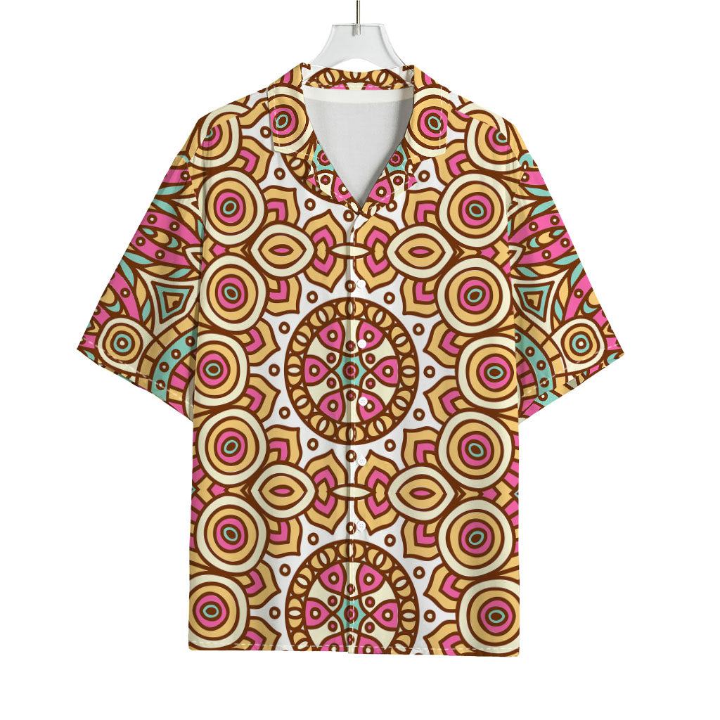 Pastel Ethnic Mandala Print Rayon Hawaiian Shirt