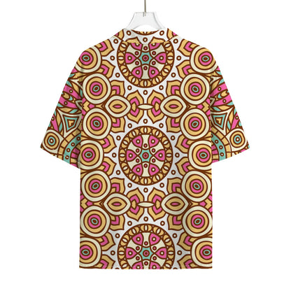 Pastel Ethnic Mandala Print Rayon Hawaiian Shirt