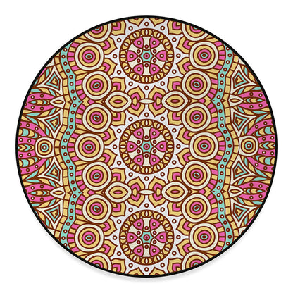 Pastel Ethnic Mandala Print Round Floor Mat