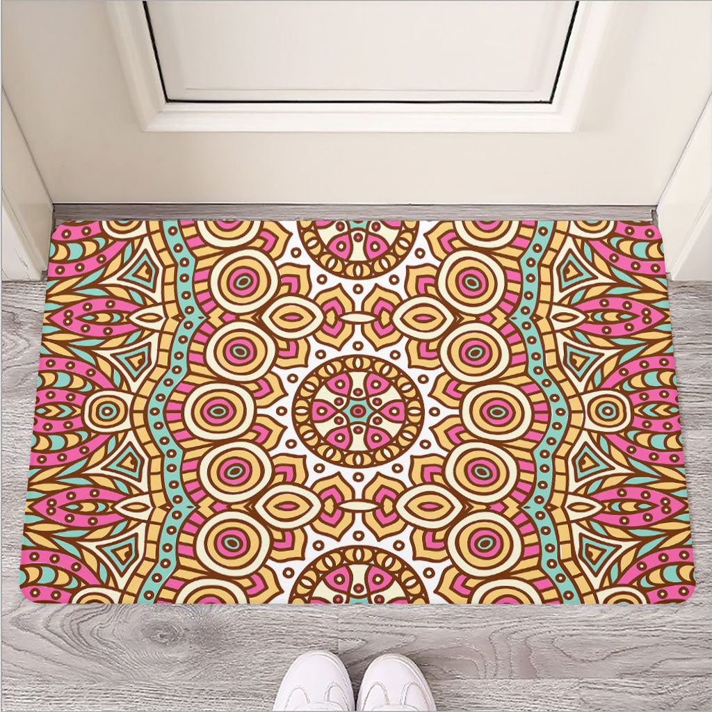 Pastel Ethnic Mandala Print Rubber Doormat