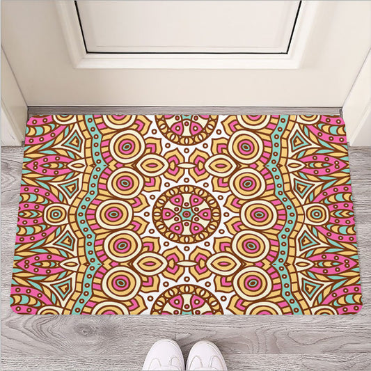 Pastel Ethnic Mandala Print Rubber Doormat