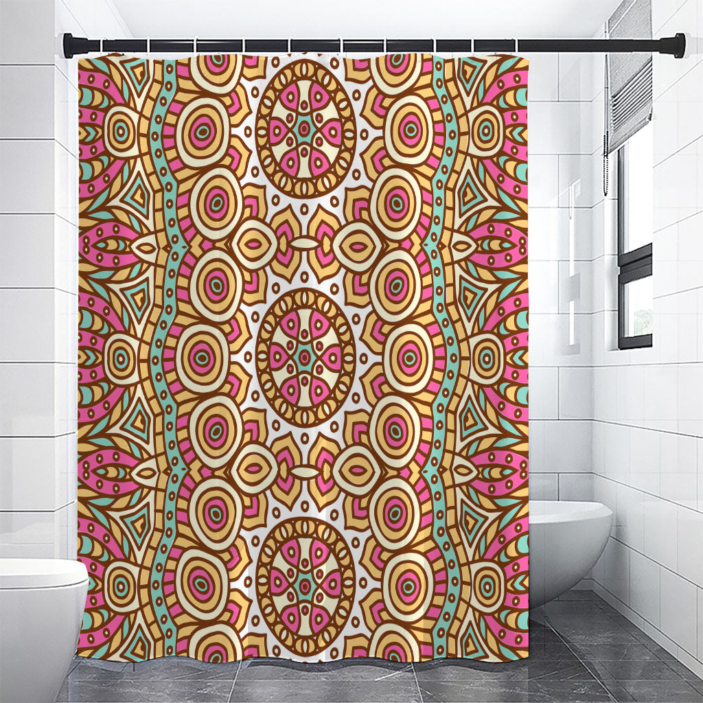 Pastel Ethnic Mandala Print Shower Curtain
