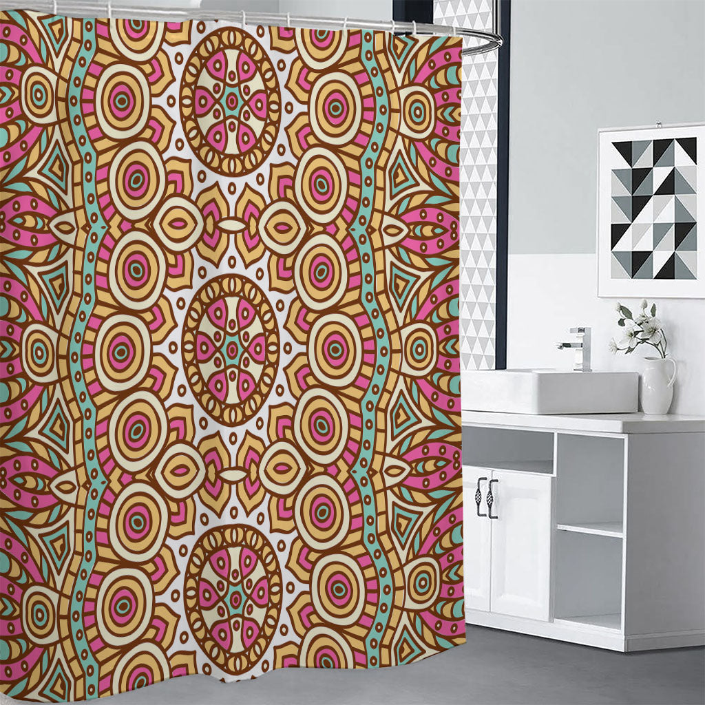 Pastel Ethnic Mandala Print Shower Curtain