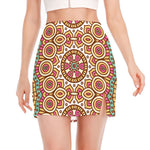 Pastel Ethnic Mandala Print Side Slit Mini Skirt