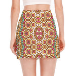 Pastel Ethnic Mandala Print Side Slit Mini Skirt