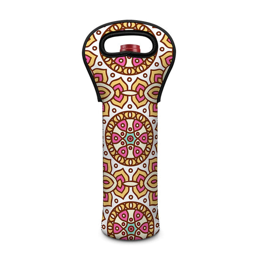 Pastel Ethnic Mandala Print Single Neoprene Wine Tote