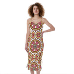 Pastel Ethnic Mandala Print Slim Fit Midi Cami Dress