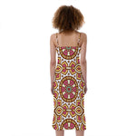 Pastel Ethnic Mandala Print Slim Fit Midi Cami Dress