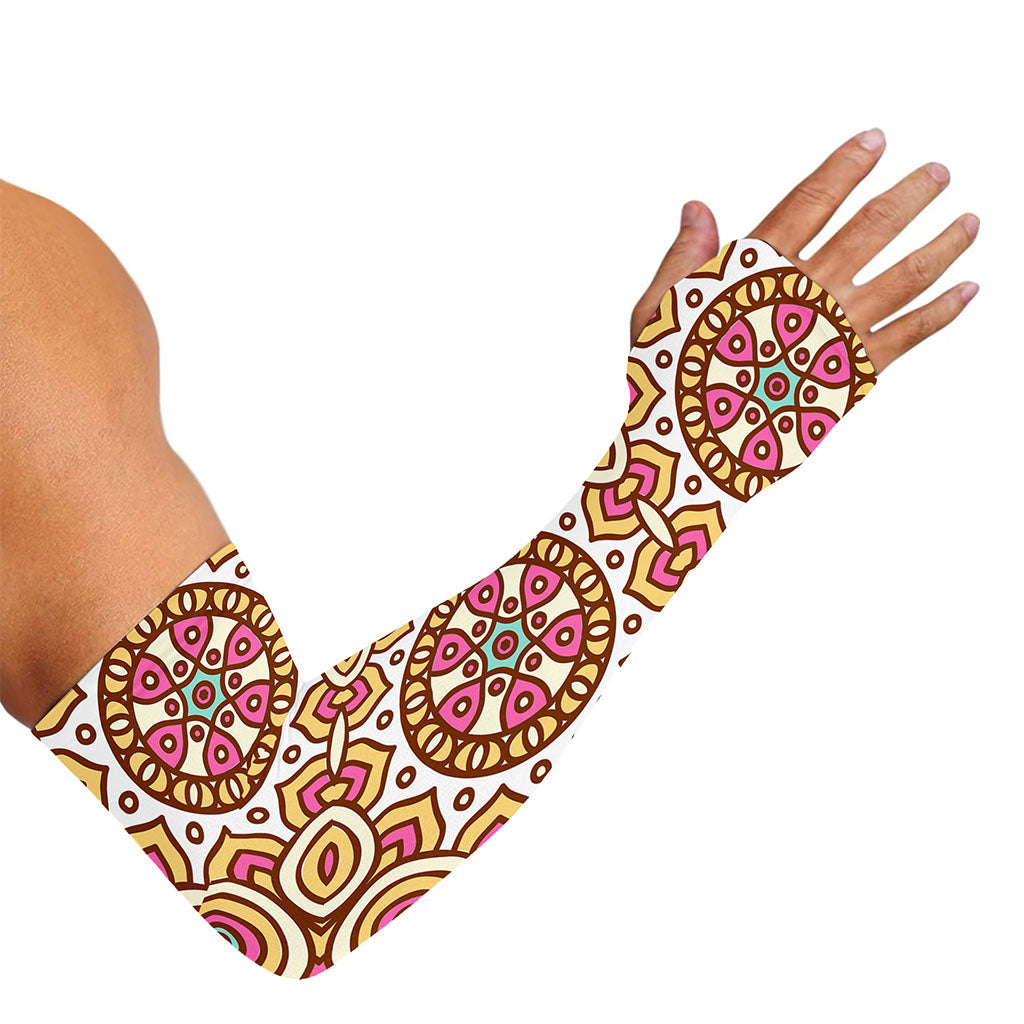 Pastel Ethnic Mandala Print Sun Protection Arm Sleeves