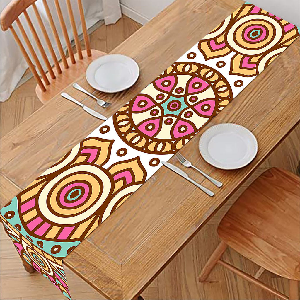 Pastel Ethnic Mandala Print Table Runner