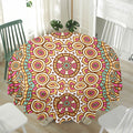 Pastel Ethnic Mandala Print Waterproof Round Tablecloth