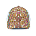 Pastel Ethnic Mandala Print White Mesh Trucker Hat