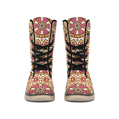 Pastel Ethnic Mandala Print Winter Boots