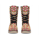 Pastel Ethnic Mandala Print Winter Boots