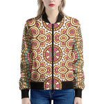 Pastel Ethnic Mandala Print Women's Bomber Jacket